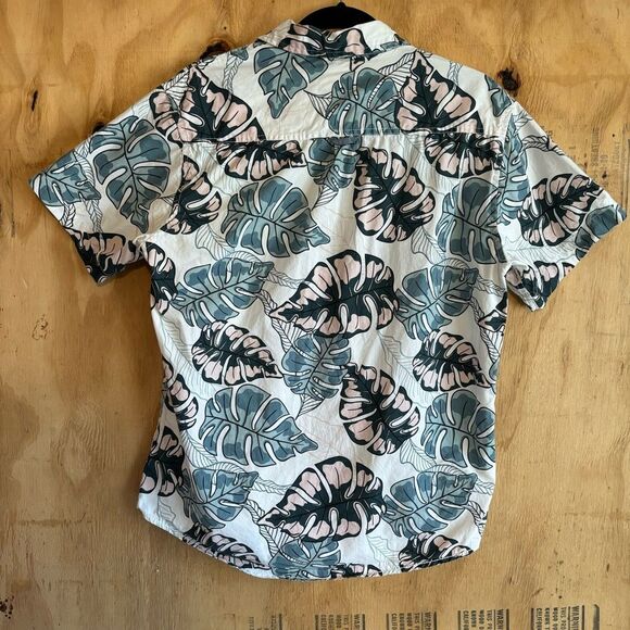 Free Planet Monstera Leaf Button Down 100% Cotton Shirt Sz L - Picture 4 of 5